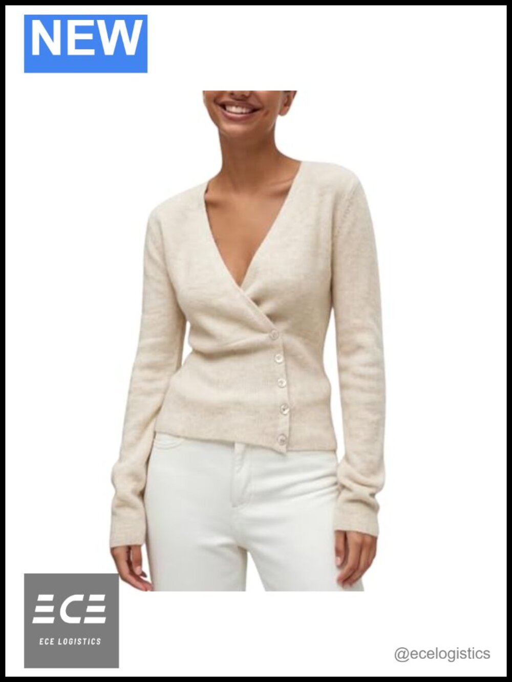 V Neck Wrap Sweater Button Side Slim Fit Crop Knit Cardigan Fall